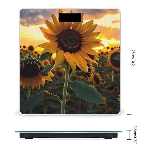 Farm Sunflower Scale for Body Weight High Precision Digital Weight Scales with LCD Display Anti-Slip Sturdy Slim Tempered Glass Bathroom Scale for Home Use