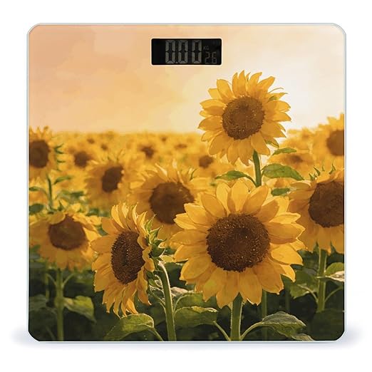 Flower Watercolor Smart Scale for Body Weight Digital Bathroom Scale Toughened Glass Weight Scale with Large LCD Backlight Display High Precision Scales Weighing Machine