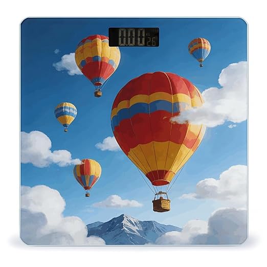 Balloon Adventure Weight ScaleClear LED Display Bathroom Digital Weighing ScaleTempered Glass Digital Bathroom Scale for Body Weight Capacity Up to 400 Lbs