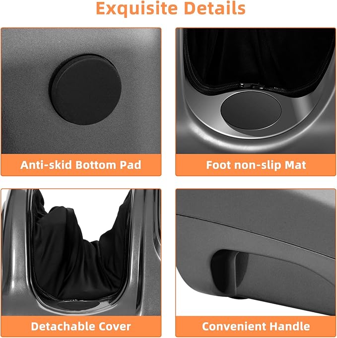 RELAX4LIFE Shiatsu Foot Massage Machine Rolling Massager with Remote Control 4 Programs 3 Modes Touch Panel Electric Calf Deep Kneading for Plantar FasciitisTired Muscle Massaging (Gray)
