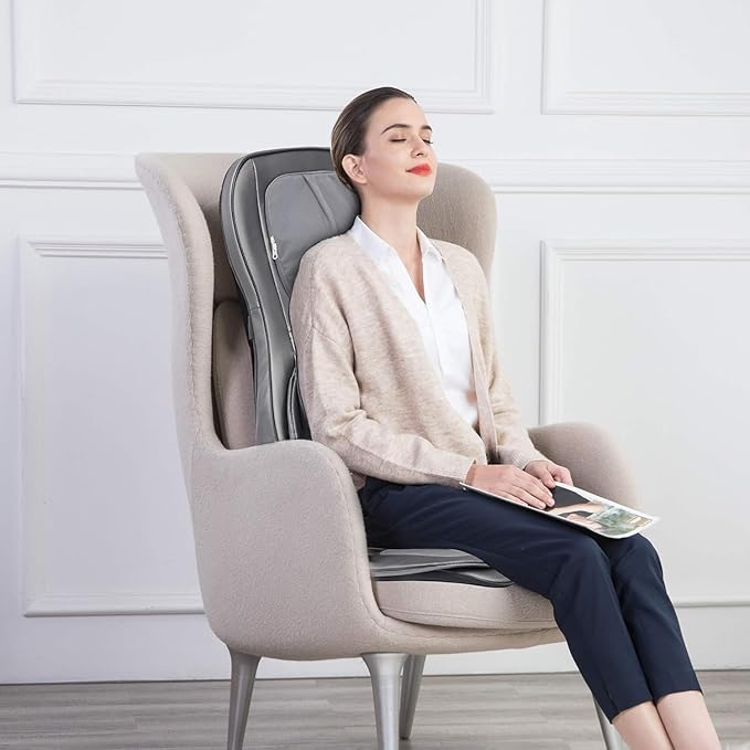 COMFIER Massager Chair with Heat Shiatsu Neck Back Massager Portable with Compression &amp RollingMassage Chair Pad for Neck &amp Back for Muscle Tension Relief