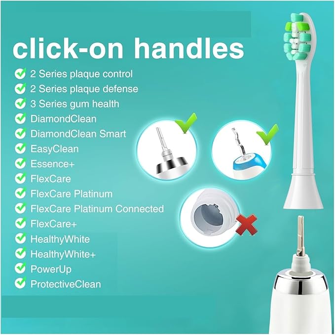 12pcs Replacement Toothbrush Heads Compatible for Sonicare Click-on HandlesSoft Bristles(12pcs Black)