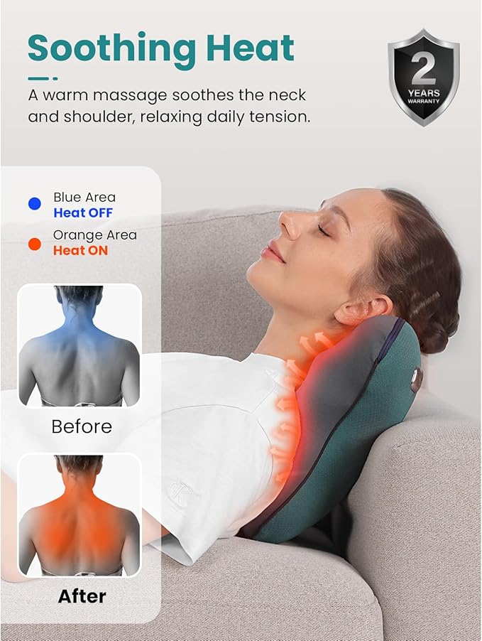 BOB AND BRAD Back Massager with Heat FSA Eligible/HSA Eligible EZBack Corded Back Massager for Pain Relief Deep Tissue Shiatsu Back and Neck Massage Pillow Soothing Full-Body Relief for Women Men