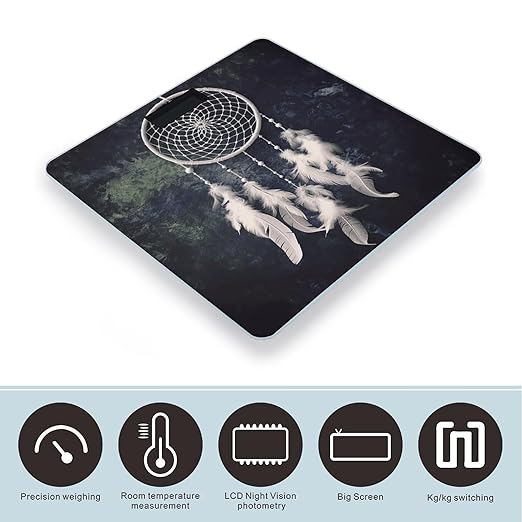 White Fantasy Dream Catcher Scale for Body Weight Accurate Digital Bathroom Scale Toughened Glass High Precision Scales Smart Weight Scales with Large LCD Backlight Display Weighing Machine
