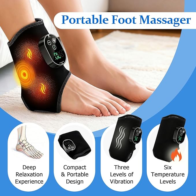 Version 3-in-1 Foot Massager with Super Long Battery Life USB Charging Port Black 3 Vibration Modes 6-Speed Temperature Control Circulation and Pain Relief for Foot Relaxation