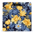 Blue Base Yellow Floral Scale for Body Weight Precision Bathroom Weighing Scales with Back Lit LCD Display Sturdy Tempered Glass Body Weight Scales Digital Bathroom Scale 400lb