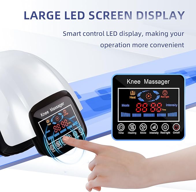Knee Massager 4 in 1 with Heat Vibration Red Light and 3D Massage Cordless Portable Rechargeable