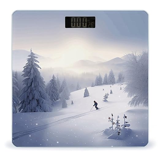 Winter Skiing Scale for Body Weight Precision Bathroom Weighing Scales with Back Lit LCD Display Sturdy Tempered Glass Body Weight Scales Digital Bathroom Scale 400lb