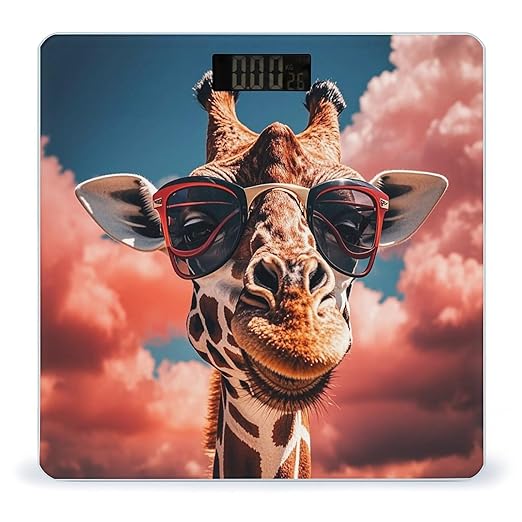 Giraffe Wearing Sunglasses Scale for Body Weight Accurate Digital Bathroom Scale Toughened Glass High Precision Scales Smart Weight Scales with Large LCD Backlight Display Weighing Machine