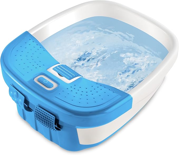 HoMedics Bubble Bliss Deluxe Foot Spa with Heat Massaging Arch 3 Acupressure Attachments Splash Guard Raised Nodes Creates Bubbles Improves Circulation Soothe Tired Muscles