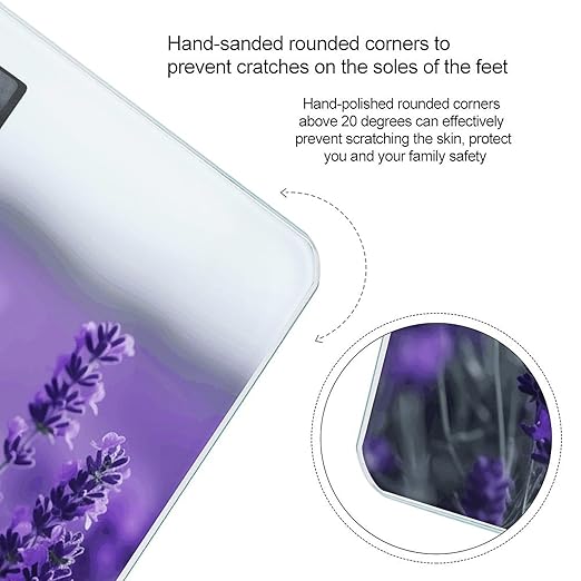Purple Lavender Weight Scale for Body Weight Digital Bathroom Scale High Capacity Accurate Digital Weighing Scales and Easy-to-Read on Backlit LCD Display Scales