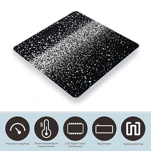 Black White Glitter Scale for Body Weight Digital Bathroom Scale Toughened Glass High Precision Scales for Body Weight with Large LCD Backlight Display Weight Scales