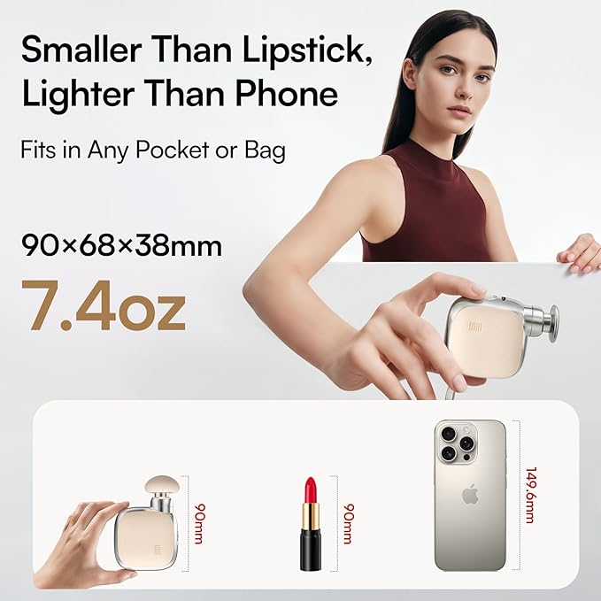 INIA PocketForce Mini Massage Gun - 75% Smaller High-Power Percussion for Full Body Relief Portable Deep Tissue Massager Gun with Leather Case &amp 3 Heads for Travel &amp Office Use Gifts for Me
