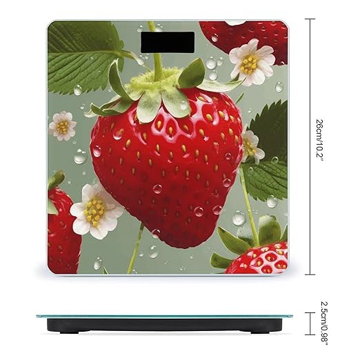 Lovely StrawberryScale for Body Weight with LCD High Precision Weighing Scales Fashion Sturdy Tempered Glass Weight Scales Easy-to-Read Digital Bathroom Scale for Daily 400lb