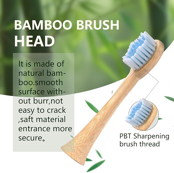 Sonic Electric Bamboo Toothbrush for Adults -5 Adjustable Cleaning Modes -Includes 2 Bamboo Heads with Castor Oil Bristles - Upgraded IPX7 Waterprood -Convenient Charging &amp Travel Case