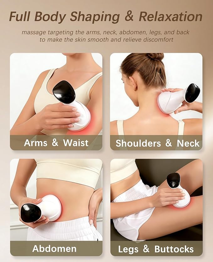 Lymphatic Drainage Massager Helps Reduce Stretch Marks &amp Cellulite 12 Level Anti Cellulite Massage Tool &amp Body Sculpting Machine with Light Therapy Heat &amp Vibration for Legs Arms Belly