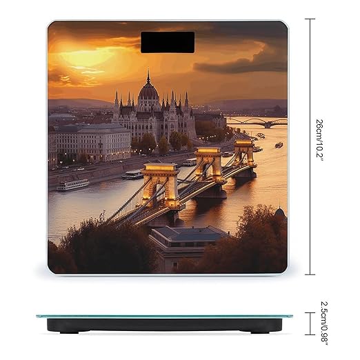 Sunset in Budapest Bathroom Scale Rounded Smart Scale for Body Weight Automatic Power On/Off Weight Scales Accurate Bathroom Digital Scales for Pet Home Bedroom Kitchen