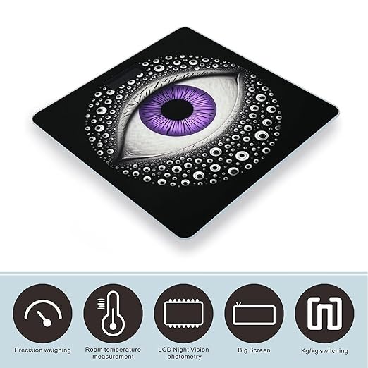 Evil Eye Weight Scale Large Digital Bathroom Scales with Bright LED Display Non Slip Digital Scale and Step On Fashion Weighing Machine for Body