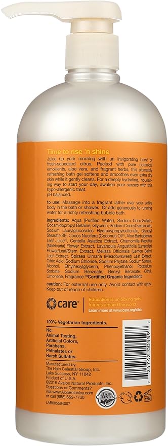 Alba Botanica Very Emollient Bath &amp Shower Gel - Island Citrus 32 fl oz (947 ml) Gel