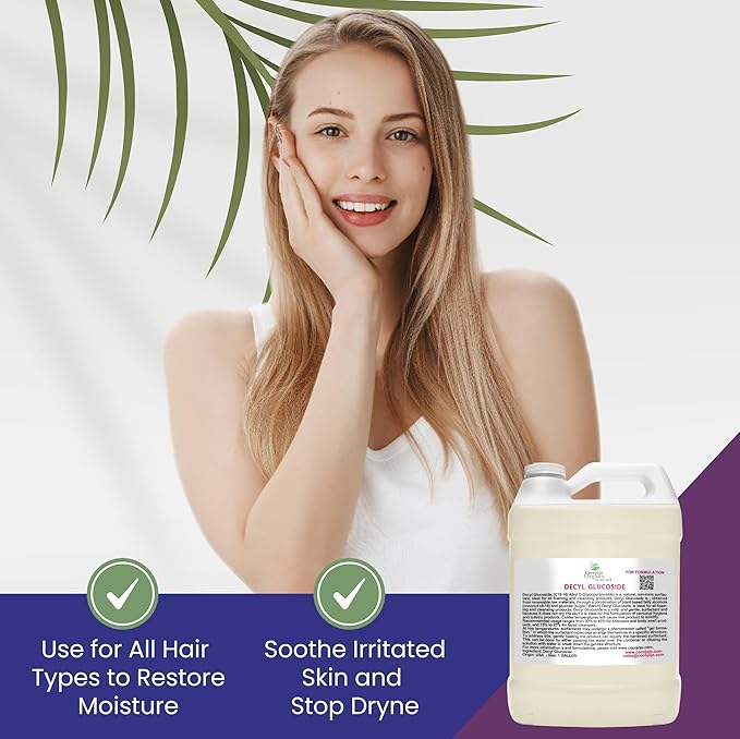 Cocojojo Decyl Glucoside Natural Surfactant - Surfactants for Soap Making Lauryl Glucoside DIY Shower Gel Skin Care Body and Face Wash Plant Derived Natural - 1 Gallon (Pack of 1)