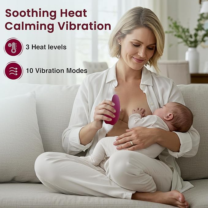 A Mother's Love AML Lactation Massager for Milk Flow Enhancement Relieve Clogged Ducts Engorgement Relief (Wine Red 2pck)