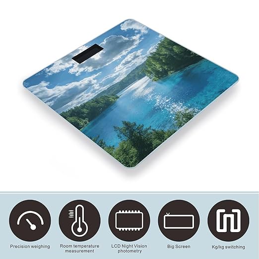Blue Green White Smart Scale for Body Weight Digital Bathroom Scale Toughened Glass Weight Scale with Large LCD Backlight Display High Precision Scales Weighing Machine