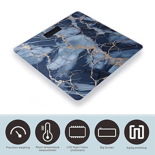 Marble Pattern Bathroom Scale Ultra-Bright Liquid Crystal Screen Weight Scale Accurate Bathroom Body Scales for Body Weight Bathroom Pet Home Bedroom Gift-Giving