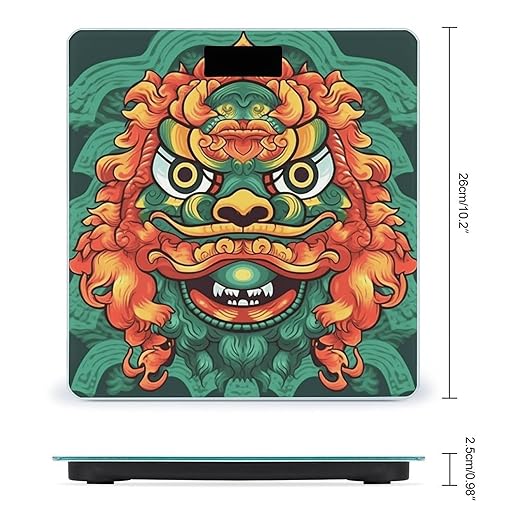 Digital Bathroom Scale for Body Weight Scale with Bright LCD Display High Accuracy Step-On Technology Auto On/Off Chinese Lion New Year Digital Scales 400 Lbs /180kg
