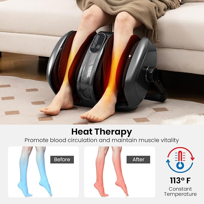 ARLIME Foot Massager with Heat Deep Kneading Shiatsu Feet Massager Machine with Compression Muscle Arm Relaxation Gifts for Elder Men Women (Grey)