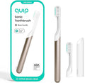 Quip Metal Sonic Electric Toothbrush for Adults - Time Travel &amp Soft Bristles with Travel Case &amp Replacement Brush Head - 3 Month Battery Life Peach Gold