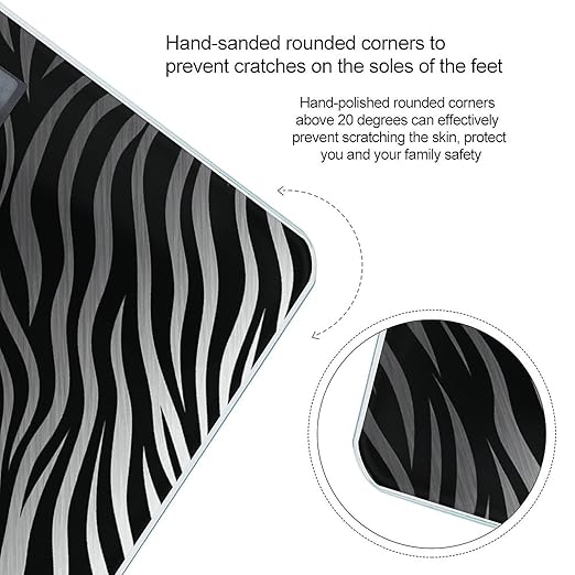 Digital Bathroom Scale for Body Weight Scale with Bright LCD Display High Accuracy Step-On Technology Auto On/Off Zebra Print Digital Scales 400 Lbs /180kg