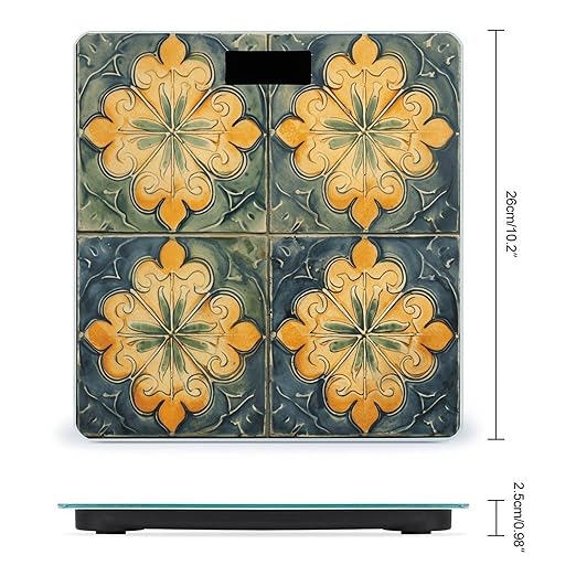 with Orange Pattern Scale for Body Weight Accurate Digital Bathroom Scale Toughened Glass High Precision Scales Smart Weight Scales with Large LCD Backlight Display Weighing Machine