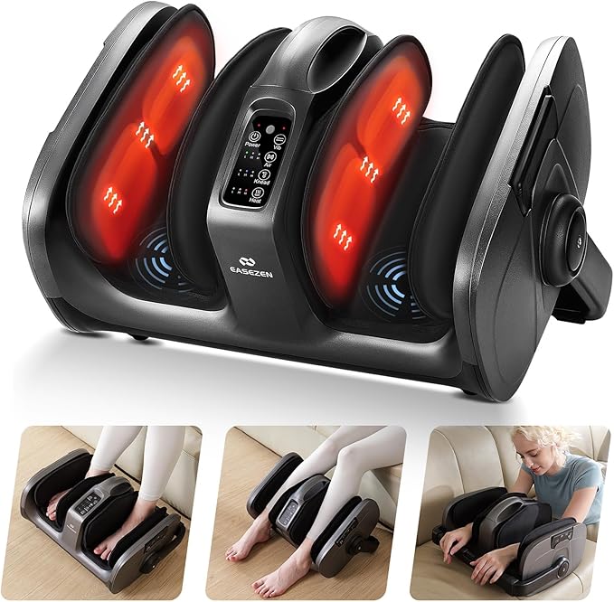 Foot Massager with Heat &amp Vibration Shiatsu Foot and Calf Massager for Pain Relief Deep Tissue Kneading-Massage Feet Leg Calf Ankle Arms