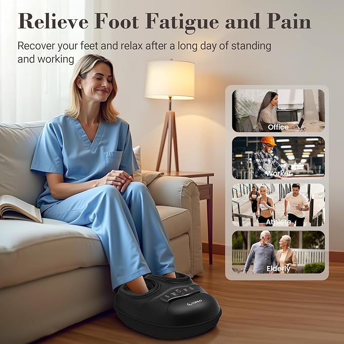 FSA Foot Massager with Heat - HSA Eligible Feet Massager for Plantar Fasciitis &amp Neuropathy Shiatsu Deep Kneading for Foot Pain Relief Gifts for Women Mom