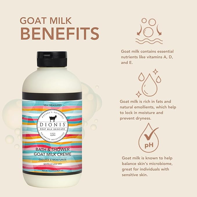 Dionis Goat Milk Bath Soap &amp Liquid Shower Crème Sea Treasures 14.5oz (Pack of 1)