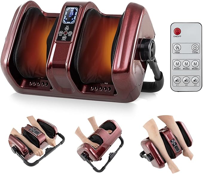 ARLIME Foot Massager with Heat Deep Kneading Shiatsu Massage Machine for Muscle Arm Relaxation Feet and Calf Massager Gifts for Adults (Red)