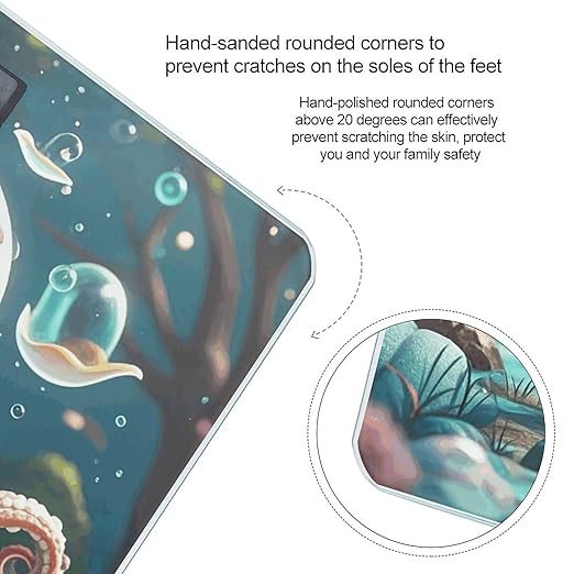 Cartoon Octopus Scale for Body Weight Sturdy Tempered Glass Weighing Scales with LCD Display Accurate Digital Bathroom Scale Convenient Body Fat Smart Scales Easy Read