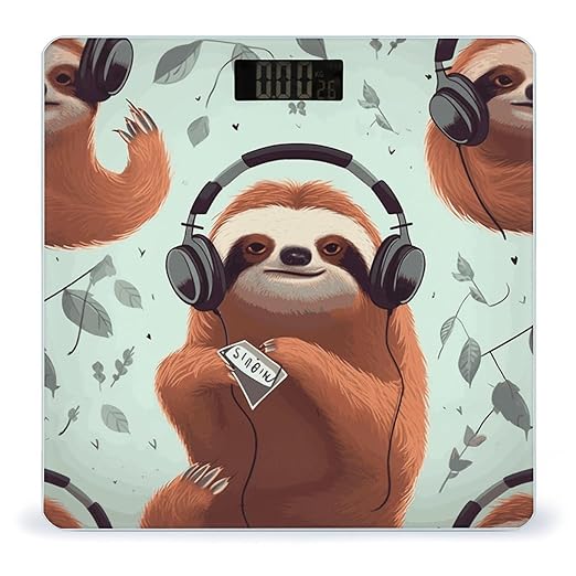 Funny Cute Animal Sloth Music Bathroom ScaleHighly Accurate Digital Weighing Machine for People Bright LED Display Weight Scale for The Aldult Home Use