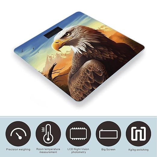 Eagle Bathroom Scale Large LCD Backlight Display Digital Scale Rounded Corners Body Scales Automatic Power On/Off Bathroom Scales for Home Bedrooms