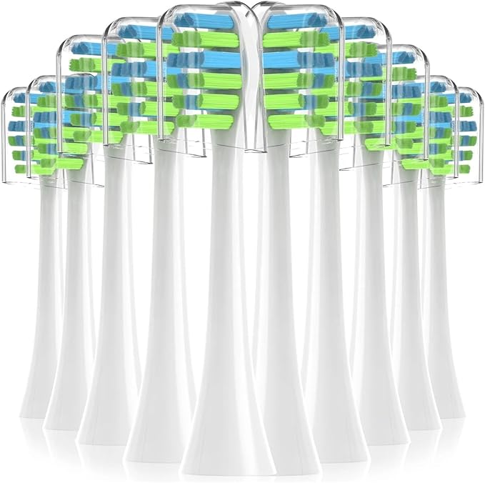 10PCS Replacement Toothbrush Heads Compatible for 7am2m AM101/AM105 Sonic Electric Soft Bristle Nozzles(10PCS White)