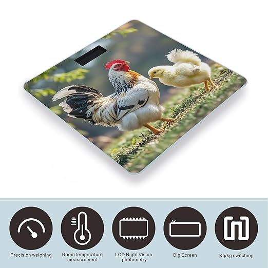 Chicken on The Grass Smart Scale for Body Weight Accurate Bathroom Scale with LED Display Digital Weight Scales Weighing Machine High Precision Scales for Bath Home