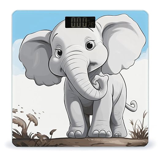White Elephant Weight Scale Large Bathroom Scales Digital Weight with Bright LED Display Non Slip Automatic Weighing Scale Fashion Weighing Machine for Body