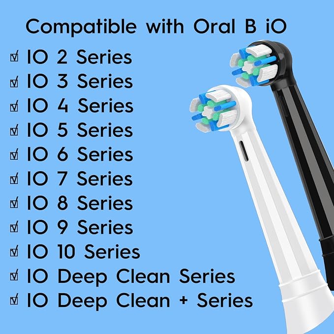Brush Heads Compatible with Oral B IO 2/3/4/5/6/7/8/9/10/Deep Clean Series Electric Toothbrush IO Toothbrush Heads (12 Black/White)