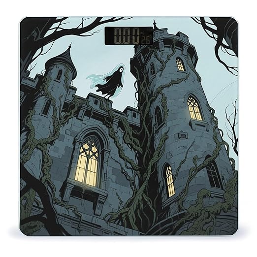Ghost Castle Bathroom Scale for Body Weight Bathroom Digital Electronic Weighing Scale with Back Lit LED Display Sturdy Tempered Glass Weight Watchers Scales 400lb