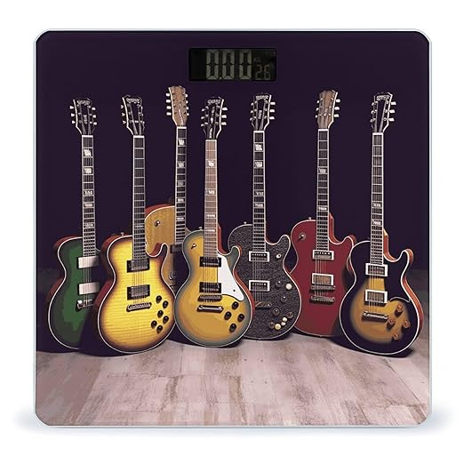 Guitar Collection Bathroom Scale for Body Weight Bathroom Weighing Scale with Backlit LCD Display Highly Accurate Measures Weight Up to 180kg