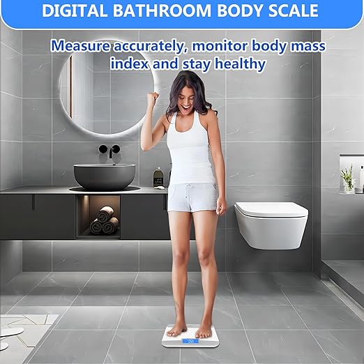 LEEPENK Talking Scales for Body Weight Highly Accurate Digital Talking Bathroom Scale with Large LCD Screen Auto On &amp Off Talking Scales for Visually Impaired or Elderly Includes Batteries 55
