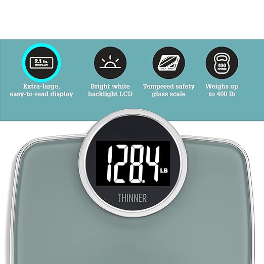 Thinner by Conair Scale for Body Weight Digital Bathroom Scale in Silver