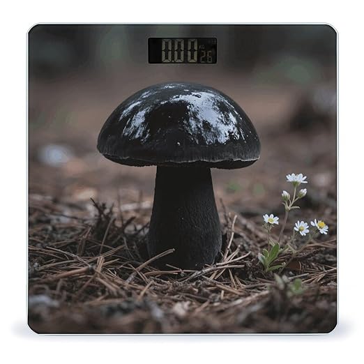 Black Mushroom Weight Scale Large Digital Bathroom Scales with Bright LED Display Non Slip Digital Scale and Step On Fashion Weighing Machine for Body