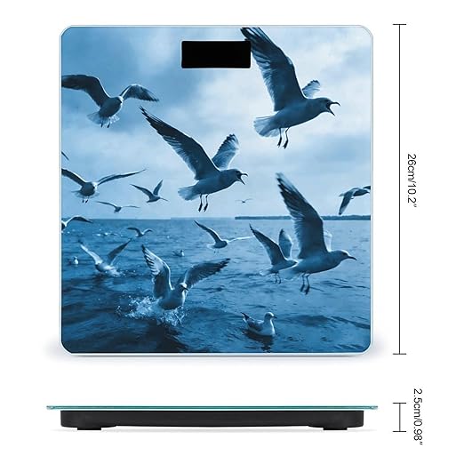 Flocks of Seagulls Follow The Wind. Weight ScaleClear LED Display Bathroom Digital Weighing ScaleTempered Glass Digital Bathroom Scale for Body Weight Capacity Up to 400 Lbs