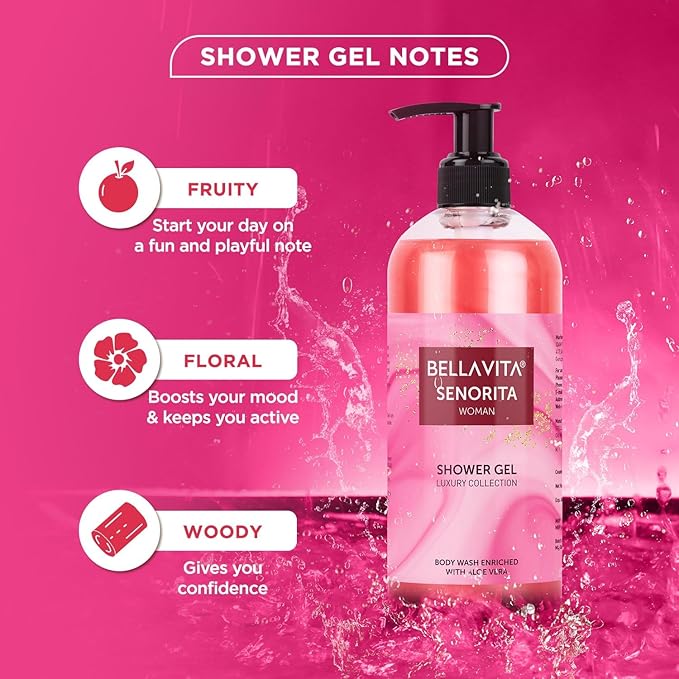 Bella Vita Luxury Senorita Woman Body Wash Refreshing Shower Gel for Deep Cleansing Hydrating Moisturising Softer &amp Smoother Skin with Aloe Vera 500 Ml